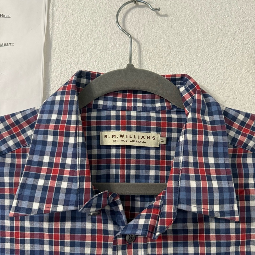 R.M Williams Long Sleeves 100% Cotton Shirt Mens Size XL Blue Red Classic - Picture 2 of 5